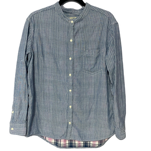 JACHS Girlfriend Ride & Leisure Blue Striped Button Down Shirt XL